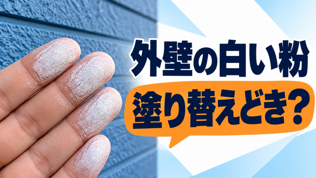 外壁の白い粉と塗り替え時期をテーマにした、粉の付いた手のイメージ画像
